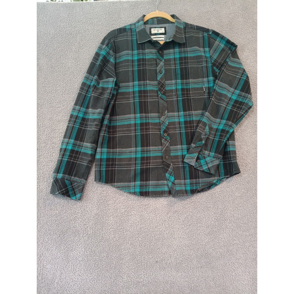 Billabong Core Fit Stretch Plaid Flannel Shirt Men's M